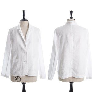 Eileen Fisher 100% Organic Linen Notch Collar  Blazer Jacket Size PL EUC